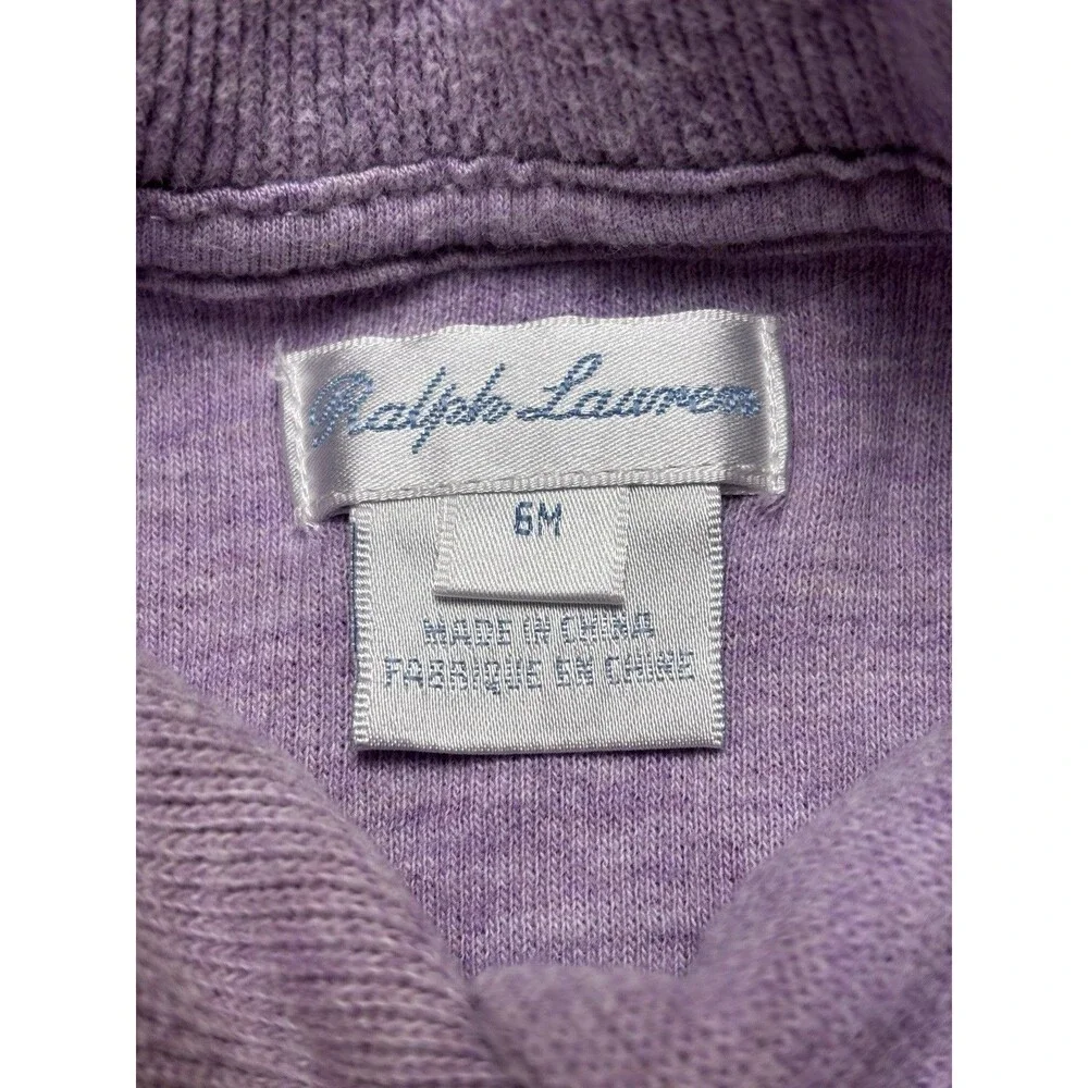 Baby Girls RALPH LAUREN Purple Knit Sweater Outfit One Piece Romper Sz 6 Mo